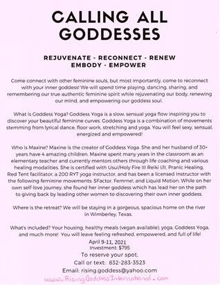 Rising Goddess Retreat Backpage